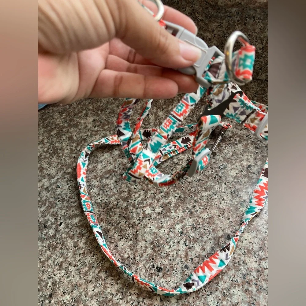🌼5/$25🌼 Aztec print dog leash and harness collar for dog size medium/large
